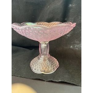 Vintage Gorham 6" Pink Hobnail Glass Compote Candy Dish